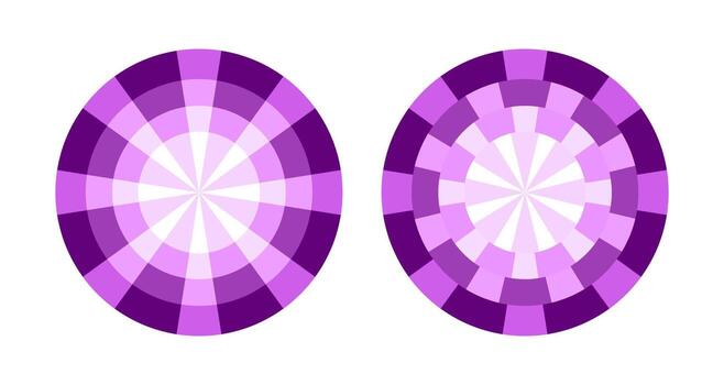 Abstract background in the form of sun rays with purple shades. illustration in two views Design purple palette, target vector