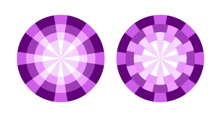 Abstract background in the form of sun rays with purple shades. illustration in two views Design purple palette, target