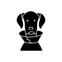 Sick dog wearing cone black hand drawn icon vector
