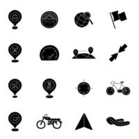 black hand drawn transportation icon series vector