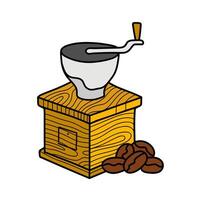 coffee grinder tool hand drawn color illustration vector
