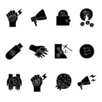black hand drawn crypto currency icon series vector