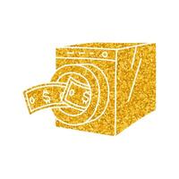 Money laundry drawing in gold style vector