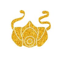 Respirator drawing in gold color style vector