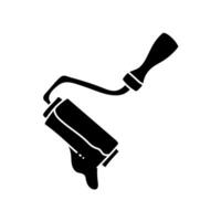 Paint roller with trail black hand drawn icon vector