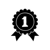Medal number 1 black hand drawn icon vector