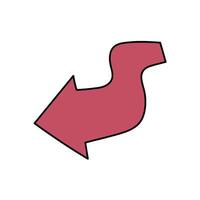 red back arrow hand drawn color illustration vector
