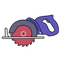electric circular saw hand drawn color illustration vector