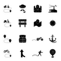 black hand drawn transport icon set vector
