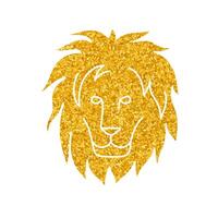 drawing in gold color style lion head vector
