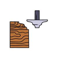 trimmer bit cutting wood hand drawn color illustration vector