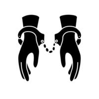 Handcuffed hands black hand drawn icon vector