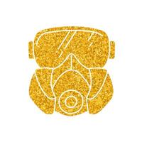 Respirator and goggles drawing in gold color style vector