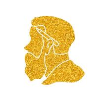 Hipster woodworker with pencil on his ear drawing in gold color style vector