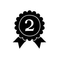 Medal number 2 black hand drawn icon vector
