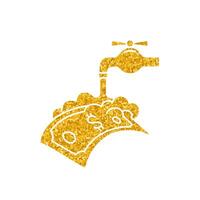 Money washing drawing in gold color style vector
