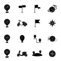 set of black hand drawn transportation icon set vector