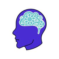 mental health human brain hand drawn illustration vector