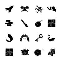 black hand drawn miscellaneous icon set vector