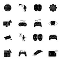 set of black hand drawn technology icons vector