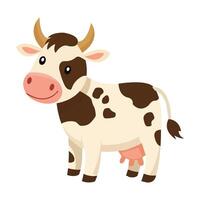 Playful Cartoon Cow Walking with Smile on White background vector