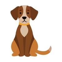 Cute Puppy dog Sitting with Happy Face on White Background vector