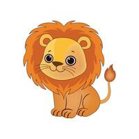 Adorable Baby Lion Sitting on White Background vector