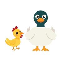 Cartoon Duck Cute Look Face on White Background vector