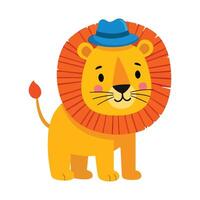 Cute Lion Character in Flat Nursery Style vector