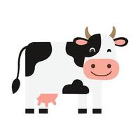 Black and White Cow in Side View with White Background vector