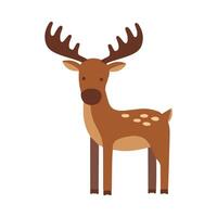 Adorable Forest Deer with Antlers on White Background vector