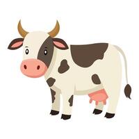 Kawaii Cow Standing Calmly on White Background vector