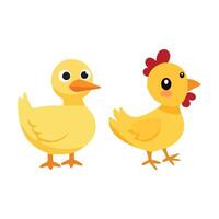 Funny Yellow Baby Duck Standing on White Background vector