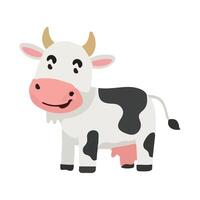 Happy Farm Cow Character Illustration on White Background vector