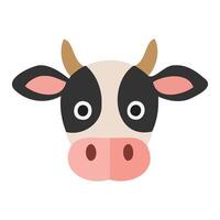 Simple Cow Face Art in Flat Style on White vector