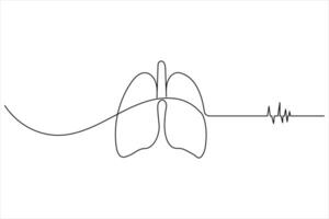Continuous line drawing of lungs organ vector