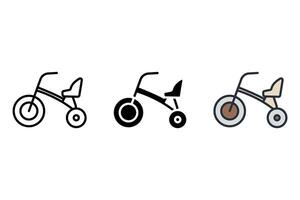 tricycle set icons pack vector