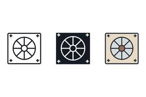 fan set art icons pack vector