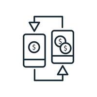 mobile money transfer Thin line icons vector