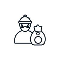 thief Thin line art icons vector
