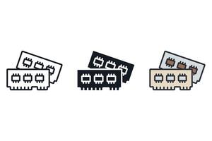 ram computer set art icons pack vector