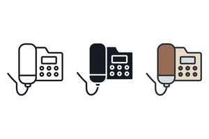 phone office set icons pack vector