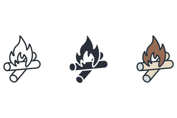 bonfire icons isolated on White Background. Flat style design