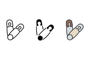 safety pin set icons pack vector
