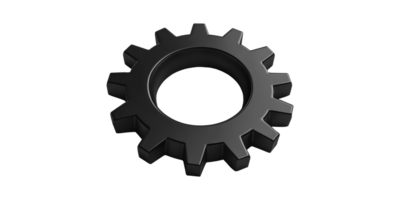 Black Gear Icon. Symbol Of Engineering, Technology, And Mechanical Systems Isolated On Transparent Background png
