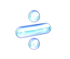 division symbol with blue and white gradient, soft reflections and depth. 3D Illustration png