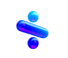 A sleek division with a glossy neon blue gradient, and reflective surface. 3d illustration png