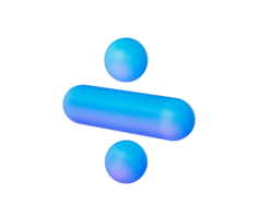 sleek division symbol a smooth, matte blue finish and soft lighting.. 3d illustration png