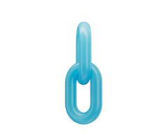 3d azul cadeia ligação ícone com uma lustroso terminar, simbolizando 3d ilustração png