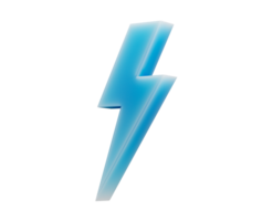 glowing blue 3D lightning bolt icon with a sleek, modern and electrifying look. 3d illustration png